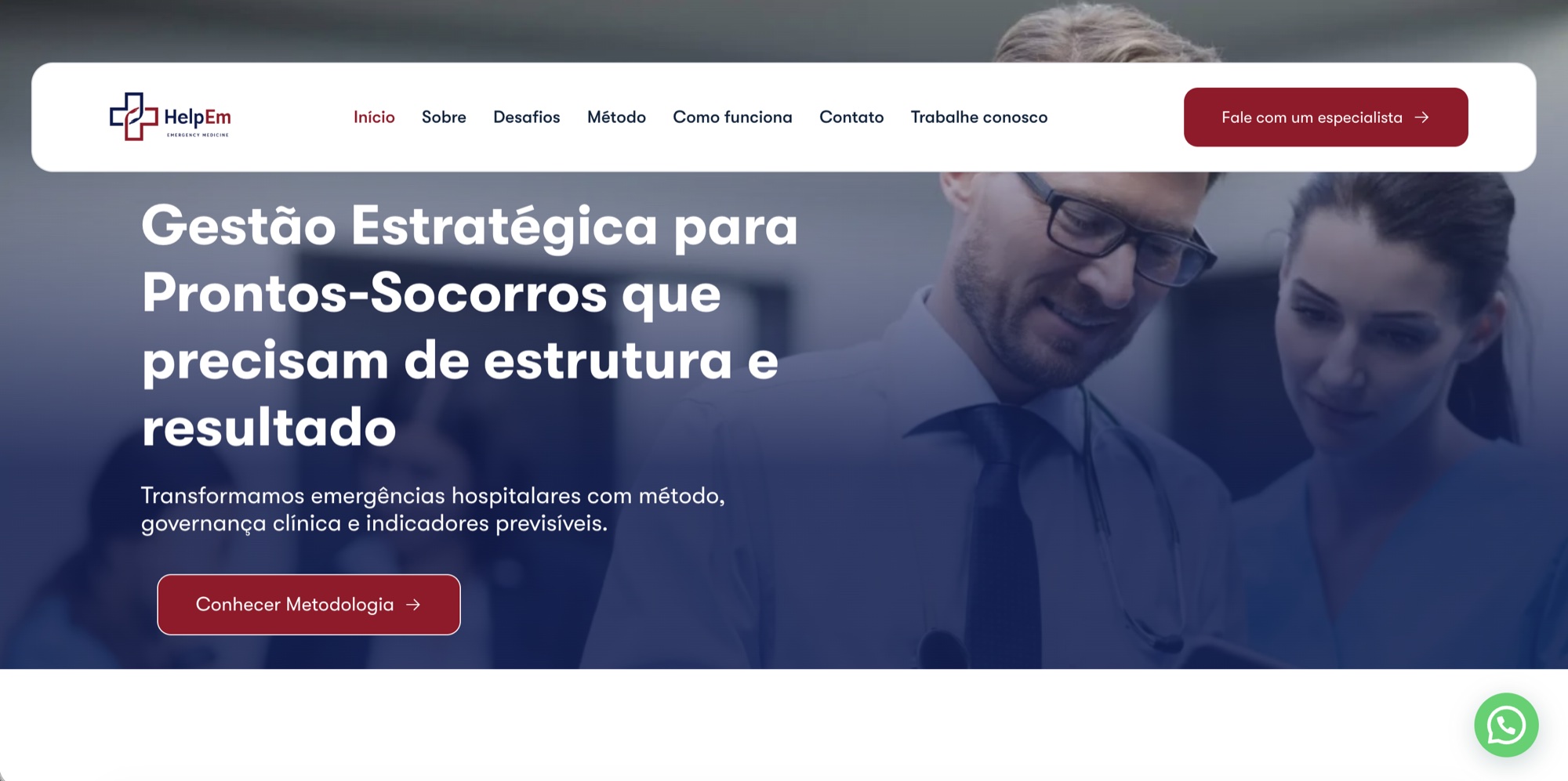 Página inicial do site Help Emergência